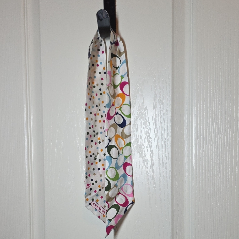 Coach Vibrant Polka Dot And Signature  Twilly Scarf